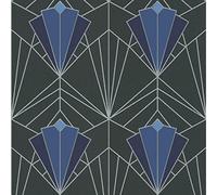 Full Roll Isadora Blue Gold Wallpaper Paste The Wall Glitter Textured Vinyl