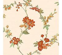 Full Roll Orange Cream Floral Wallpaper Textured Embossed Metallic Paste The Wall Vinyl