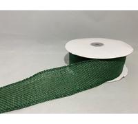 Full Roll Reel x 10 metre 50mm ECO Hessian Style Wired Ribbon Forest Dark Green Christmas Hessian Style 5cm
