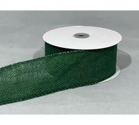 Full Roll Reel x 10 metre 63mm ECO Style Hessian Wired Ribbon Forest Dark Green Christmas Hessian Style 6.3cm
