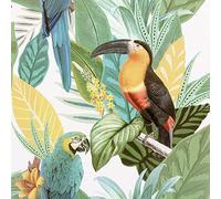 Full Roll Toucan Jungle Wallpaper Tropical Palm Birds Green Textured Vinyl