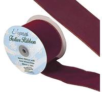 Full Roll Velvet Ribbon with Gold Wired Edge 60mm x 10m - Red or Burgundy (Burgundy)