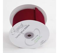 Full Roll Velvet Ribbon with Gold Wired Edge 60mm x 10m - Red or Burgundy (Red)