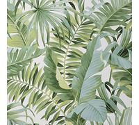 Full Roll White Green Maui Leaf Wallpaper Tropical Jungle Palm Modern Natural