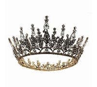 Full Round Baroque Queen Crown, SINIDE Rhinestone Bridal Tiara Wedding Crown Vintage Tiara Queens for Women Girls, Crystal Costume Party Headpieces for Wedding Birthday Halloween Prom, Rhinestone