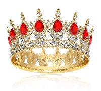 Full Round Girls' Tiara, Rhinestone Crown, Bridal Crown, Crystal Queen Crown, Sparkly Rhinestone Princess Carnival Headpiece Jewellery for Wedding, Prom, Birthday Party, universal, Crystal metal, rock