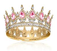 Full Round Girls' Tiara, Rhinestone Crown, Bridal Crown, Crystal Queen Crown, Sparkly Rhinestone Princess Carnival Headpiece Jewellery for Wedding, Prom, Birthday Party, universal, Crystal metal, rock