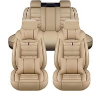 Full Set Car Seat Covers for VW Touareg/Touareg R R-Line/Touareg TSFI X SUV, Leather Full Surround Front Rear Seat Protectors Non-Slip Waterproof Durable Vehicle Seat Covers,Luxurious_Set-D_Beige