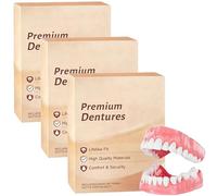 Full Set Dentures, Advanced Customised Upper and Lower Denture Reline Kit, Comfort Fit for Secure Eating & Confident Smile, Veneers Snap in Teeth for Daily Wear (3 PCS)