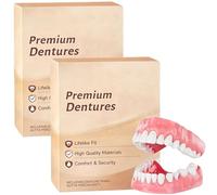 Full Set Dentures, Advanced Customised Upper and Lower Denture Reline Kit, Comfort Fit for Secure Eating & Confident Smile, Veneers Snap in Teeth for Daily Wear (2 PCS)