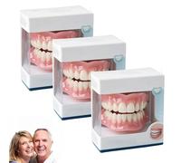 Full Set Dentures, Advanced Silicone Reline Denture Set, Clip in Veneers Teeth, Comfortable, No Slipping, Comfort and Beauty for Men and Women (3PCS)