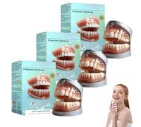 Full Set Dentures, Generation Flexible Full Denture Solution, Silicone Custom Dentures Teeth Top and Bottom, Comfortable Natural-Looking Teeth (3 PCS)