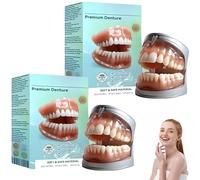 Full Set Dentures, Generation Flexible Full Denture Solution, Silicone Custom Dentures Teeth Top and Bottom, Comfortable Natural-Looking Teeth (2 PCS)