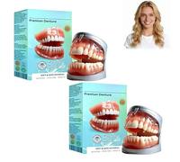 Full Set Dentures, Generation Flexible Full Denture Solution, Silicone Custom Dentures Teeth Top and Bottom, Premium Full Denture Set Custom Flexible False Teeth for Men & Women (2Pcs)