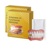 Full Set Dentures, New Generation Flexible Full Denture Solution,Soft Adjustable Silicone Reline Denture Set, Comfortable Natural-Looking Teeth, for Men & Women (2pcs)