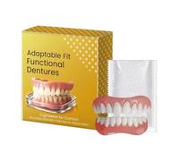 Full Set Dentures, New Generation Flexible Full Denture Solution,Soft Adjustable Silicone Reline Denture Set, Comfortable Natural-Looking Teeth, for Men & Women (1pc)
