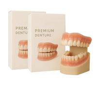 Full Set Dentures, Premium Custom Dentures, Premium Denture, Soft Silicone Reline Denture Set, Denture Repair Kit for Men and Women (2pcs)