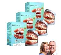 Full Set Dentures, Premium Dentures Full Set, Generation Flexible Full Denture Solution, Silicone Custom Dentures Teeth Top and Bottom, Full Denture Set Custom Flexible False Teeth (3Pcs)