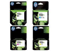 Full Set HP 920XL/C2N92AE Black and 1 Colour Set C/M/Y Original High Capacity Cartridges