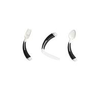 Curved Cutlery - Adult Eating Aid - Full Set of Light Weight Angled Cutlery (Left Hand, Black)