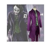 (full set, M man) High-quality Heath Ledger Cosplay Suit Halloween Mens Movie The Dark Knight Joker Costume Purple Jacket Full Sets