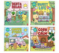 Full Set of 4 Sunny Vibes Colouring Books - Mindfulness, Cute, Bold, Cosy Books for Adults & Kids