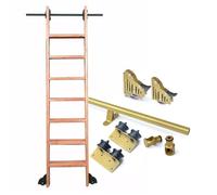 Full Set Rolling Library Sliding Ladder Hardware Kit (No Ladder)，3.3-24FT Round Tube Sliding Library Hardware Track/rail Kit，Floor Roller with Brake, Slide Roller System(6.6ft/200cm Track Ki