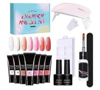 Full Set UV Light - Professional Poly Extension Gel Nail Kit , 7 Colors Builder Nude Thickening Solution | Easy To Use With Tools For Long Lasting Manicure Pedicure And Stylish Toenail A