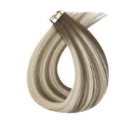 Full Shine Injection Virgin Human Hair Extensions PU Skin Weft Tape In Invisible Seamless 5Pcs Easy To Use(24 Inches,7 7 ICY)