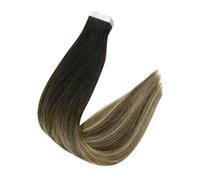 Full Shine Tape In Hair Extensions Glue On Human Adhesive Machine Made Easy To Use(20 pcs,14 INCHES_1B 6 27)