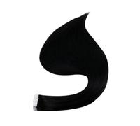 Full Shine Tape In Human Hair Extensions 20pcs Adhesive Skin Weft Pure Solid Color Glue On Woman Machine Made Easy To Use(14 inches,1 Jet Black)