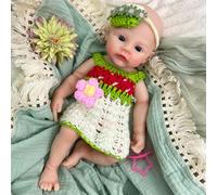 Full Silicone Reborn Baby Doll Girl 12" Open Eyes Lovely Newborn Dolls Waterproof Full Body Poseable Limbs Ideal Holiday Birthday Gift for Children