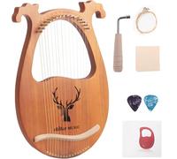Full Size 16-String Lyre Harp With Mahogany Body, Complete Accessories Set For Musicians, Portable And Beginner-Friendly Design