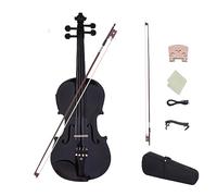 Full Size 4/4 Acoustic Electric Violin Fiddle Solid Wood Body Fingerboard Pegs Tailpiece Shoulder Rest 4/4 Fiddle SET (Color : Bk)