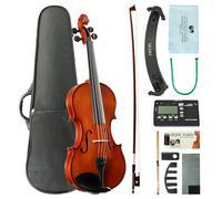Full Size 4/4 Violin for Beginners, Violins Starter Kit for Student& Adults, Solid Wood Beginners Violin with Case, Bow, Rosin & All Accessories, Complete Handmade Fiddle Set