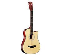 Full Size 6 Strings Cutaway Folk Acoustic Guitar for Students Beginners with Premium Wood Fully Enclosed Knobs Rich Bright Sound Good Intonation Sustain