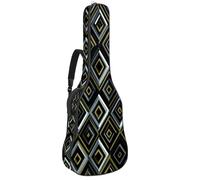 Full Size Acoustic Guitar Bag, 1 cm Thick Padding Guitar Case Waterproof 40 41 42 Inch, Art Gold Sage Green Grey and Black Diamonds