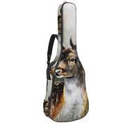 Full Size Acoustic Guitar Bag, 1 cm Thick Padding Guitar Case Waterproof 40 41 42 Inch, Autumn Forest Wildlife Animal Deer Watercolor Painting
