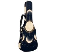 Full Size Acoustic Guitar Bag, 1 cm Thick Padding Guitar Case Waterproof 40 41 42 Inch, Cool Moon in Space Astrology Background