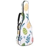Full Size Acoustic Guitar Bag, 1 cm Thick Padding Guitar Case Waterproof 40 41 42 Inch, Cute Easter Eggs and Leaves