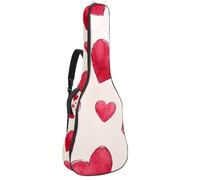 Full Size Acoustic Guitar Bag, 1 cm Thick Padding Guitar Case Waterproof 40 41 42 Inch, Cute Romantic Pink Hearts Background