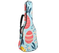 Full Size Acoustic Guitar Bag, 1 cm Thick Padding Guitar Case Waterproof 40 41 42 Inch, Easter Eggs and Spring Leaves