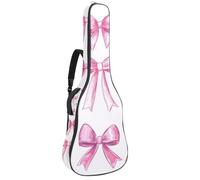 Full Size Acoustic Guitar Bag, 1 cm Thick Padding Guitar Case Waterproof 40 41 42 Inch, Girly Bows and Colorful Ribbons Pattern