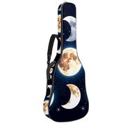 Full Size Acoustic Guitar Bag, 1 cm Thick Padding Guitar Case Waterproof 40 41 42 Inch, Moon in Space Astrology Background