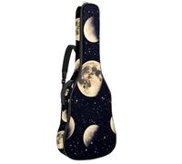 Full Size Acoustic Guitar Bag, 1 cm Thick Padding Guitar Case Waterproof 40 41 42 Inch, Mystical Moon in Space Astrology Pattern