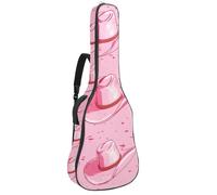 Full Size Acoustic Guitar Bag, 1 cm Thick Padding Guitar Case Waterproof 40 41 42 Inch, Pink Cowgirl Hats Retro Elements