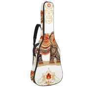 Full Size Acoustic Guitar Bag, 1 cm Thick Padding Guitar Case Waterproof 40 41 42 Inch, Retro Art Indian Elephant
