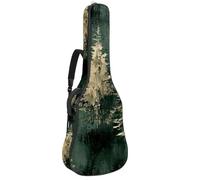 Full Size Acoustic Guitar Bag, 1 cm Thick Padding Guitar Case Waterproof 40 41 42 Inch, Watercolor Green Woodland Forest Earth Tones