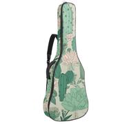 Full Size Acoustic Guitar Bag, 1 cm Thick Padding Guitar Case Waterproof 40 41 42 Inch, Wild Succulents Cactus Green Pattern