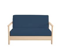 Full Size Armless Futon Covers - 100% Cotton 400 Thread-Count Futon Slipcovers - Zippered Couch Cover Sofa Bed Protector, Sleeper Sofa Cover, Machine Washable, Medium Blue
